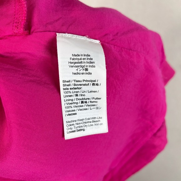 J. Crew Size Large Pink Maxine Sleeveless V Neck Linen Shift Mini Dress Pockets - Picture 10 of 12